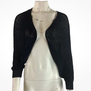 By Anthropologie One Size Cropped Open Face Shrug Cardigan Black Viscose